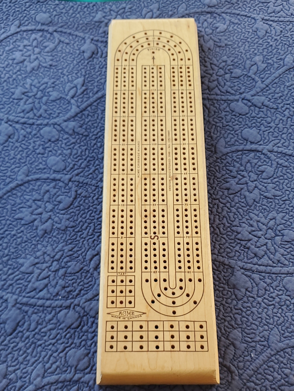 ACME Natural Wood Cribbage Board - Light Beige Finish